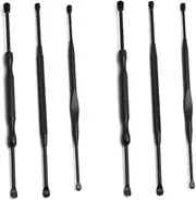 IWOWHERO 6PCS Stainless Steel Ear Wax Remover Set Durable Earpicks for Home Use Easy to Clean and Portable Ear Cleaner with Skid Resistant Design Black