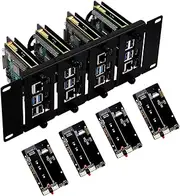 GeeekPi RS02 2U Rack Mount for Raspberry Pi 5/4B with 4PCS PCIe to M.2 NVMe SSD Adapters Compatible with DeskPi RackMate T1/T0/T2 / 10" Server Rack