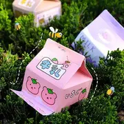 Cartoon Print Milk Carton Memo Pad Grape - Purple - One Size