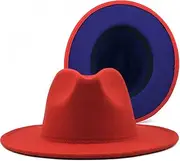 [JSAW] Fedora Hat Women Wool Felt Vintage Church Ladies Hat Unisex Wide Brim Panama Party Cowboy Cap Jazz Gentleman Wedding Hat for Man-MZ37002-9||56-58cm