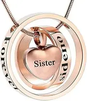 DOTUIARG Engravaing No Longer by My Side Forever in My Heart Stainless Steel Cremation Necklace for Ashes of Loved One -Mom/Dad/Son