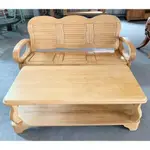 鑫高雄駿喨二手貨家具(二手及全新買賣)---柚木 全實木 木頭椅 3人 大茶几 木頭沙發 客廳椅 客廳桌
