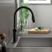 KOHLER Koi Matte Black Single Handle Pull-down Kitchen Faucet with Sprayer Funct