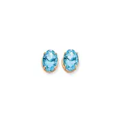 14k Yellow Gold 14x10mm Oval Blue Topaz Checker Earrings