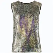 $3900 New Chanel Black Gold Sequined Holographic Top Blouse 38 40 For Jacket