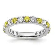14k White Gold 1 1/5 Ct. Lab Grown Diamond VS/SI+ G+ and Lab Created Yellow Sapphire Eternity Band Ring
