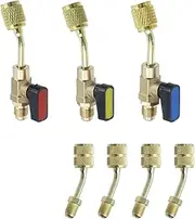 Chinflly 7 Pieces Air Conditioning Refrigerant Angled Compact Ball Valve 1/4 Inch for R410A R134A R12 R22 HVAC and R410A Adapter