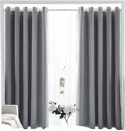 Light Blocking Curtains, Office, Home Decoration, 100% Light Blocking Curtains, 1.6 inch Inner Diameter White Anti Rust Grommet, Perforated Style, Set of 2 Curtains, (Gray (W59 x L78))