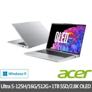 【Acer 宏碁】特仕版 14吋輕薄AI筆電(Swift Go/SFG14-73-53HY/Ultra 5-125H/16G/512G+1TB SDD/2.8K OLED)