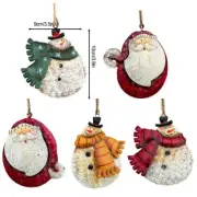 Metal Pendant Vintage Old Santa Claus Snowman Rustic Christmas Tree Decoration