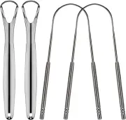4Pcs Tongue Scraper Medical Grade Stainless Steel Eliminate Bad Breath Tongue Br