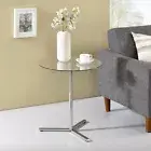 Kings Brand Furniture - Modern Accent Side End Table, Chrome Metal / Glass
