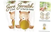 Woodland Bear Baby Shower Scratch Off Party Game, We Can Bearly Wait Gender