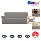 Waterproof and Washable Checkered Sofa Cover - 1-Piece Stretch Design in Taupe