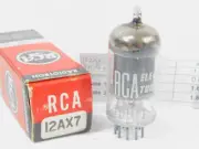 RCA 12AX7 Vintage NOS Long Black Plate Square Getter Audio Tube (balanced, hot)