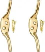 Brass Cleat Hooks Roman Blind Tie Back Brass Cord Hooks Washing Line Tie Downs Curtain Blind Cleat Hook Pack of 2.