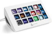 A.JAZZ AKP153 Stream Studio Controller Keypad Type-c Wired with 15 Macro LCD Key&1 Side Screen Display Detachable Stand for Multi Action Triggered in Win MAC Twitter TikTok YouTube OBS App(White)