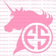 Custom Yeti Sized Unicorn Monogram Decal Your Initials Magical Sticker