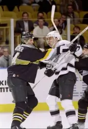 Center Jozef Stumpel Los Angeles Kings tangles with defenseman Kev- Old Photo
