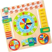 Kisangel Educational Wooden Clock Toy Learning Tool Boys and Girls' Cognitive Plaything Engage Creativity Memory