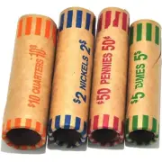 512 Assorted Coin Wrappers - Durable Preformed Rolls for Quarters, Dimes & More