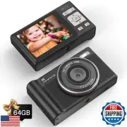 Forc Digital Camera, Kids Camera, FHD 1080P 64MP Point and Shoot Digital Came