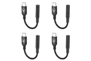 4x Bonelk Long-Life Male USB-C to Female 3.5mm Adapter For Phone MacBook Black