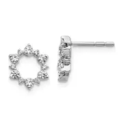 14k White Gold Real Diamond Fancy Sunburst Earrings