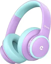 iClever BTH26 Kids Noise Cancelling Headphones, 60H Play Time, Safe Volume 80dBA, Type C Fast Charging, Bluetooth5.4, Kids Bluetooth Headphones with Mic AUX Cord for iPad Airplane (Purple)