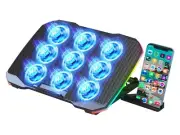 Gaming Laptop Cooler with 9 Quiet Fans - 2 USB Ports - RGB Lighting