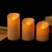 Pack of 3 Remote Control Moving Wick LED Decorative Candles , Battery Dancing We