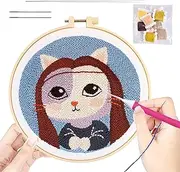 Punch Stitching Kit | Cartoon Beginner Embroidery Kit for Adults,Funny Needlepoint Set Weave Punch Stitching with Material Package for Embroidery Enthusiasts Beginners
