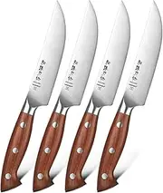 HEZHEN Steak Knife Set of 4,German Stainless Steel Premium Non-Serrated Steak Knife Set,Ultra Sharp,5.3 Inches, Ergonomic Handle