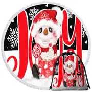 Christmas Joy Snowman Hot Cocoa Mug Round Beach Towel
