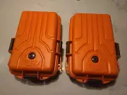 MTM Survivor lot of 2 small orange dry boxes, 10 X 7 x 3 In