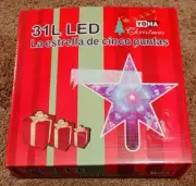 LED Star Christmas tree Topper BNIB 9.5" white