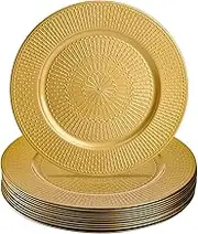 DEAYOU 12 Pack Gold Charger Plate, 13-inch Beaded Chargers Plates, Wedding Charger Platter for Serving, Party, Holiday
