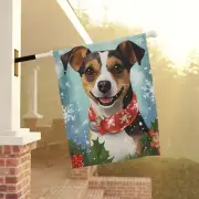 Jack Russell Terrier Christmas Garden Flag, Jack Russell Mistletoes House Flag