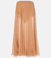 [Chloe] Chloé Silk muslin midi skirt AU 14 pink