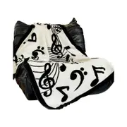 SOGA 130x160cm Black and White Musical Note Throw Blanket