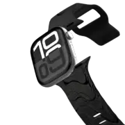 Apple Watch Series 10 (42mm) Impact Band WOBBLE 1 WATCH BAND, BLACK & WHITE MINIMALIST LINES OCEAN WAVES ORGANIC FLOW ABSTRACT ILLUSTRATION