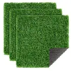 Square Artificial Grass Mat 12"x12" Green Fake Grass Placemat Patch Tiles Dec...