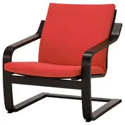 POÄNG low-back armchair, black-brown/Vissle red