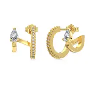 ANYCO Earrings 925 Silver Duo Claw Crystal Clip On Huggies Trendy Fashion Accessories