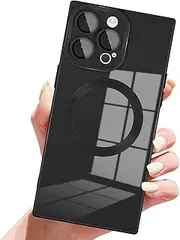 [PSIOXY] Designed for iPhone 14 Pro Max Case Compatible with Magsafe Cover Camera Lens Protector Military Grade Protection Shockproof Soft TPU Slim Magnetic Phone Case for iPhone 14 Pro Max Black