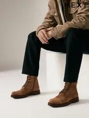 Brown Toecap Cleat Sole Suede Boots (AA4007) | $118