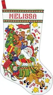 Tobin Santa Sleigh Cross Stitch Stocking Kit, 17" Long 14 Count