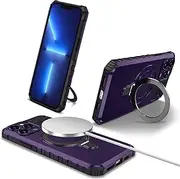 Protective Case Compatible with iPhone 13 Pro Max Case with Magnetic Invisible Stand,[Sturdy Stand & Holder] Heavy Duty Cell Phone Cover Shockproof Rugged - Military Protection Bumper Tough Case Shell