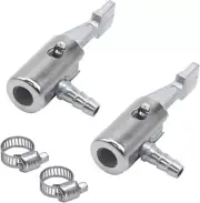 2PCS 1/4 Inch Lock-on Metal Air Chuck with Hose Clamp, Mini Tire Inflator Nozzle
