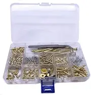 Jiayouy 268 Pieces Guitar Mounting Screws Assortment Box 9 Types Electric Guitar Screw Kit for Electric Guitar Bridge, Pickup, Pickguard, Tuner, Switch, Neck Plate with Springs and Tweezers Gold